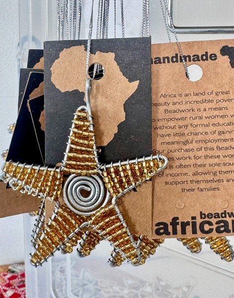Beaded Gold Christmas Stars | SOUTH AFRICA