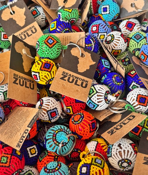 african beaded ball keyring 1