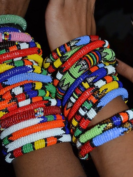 Beaded Bangle Thin Rope Style Mixed Colours
