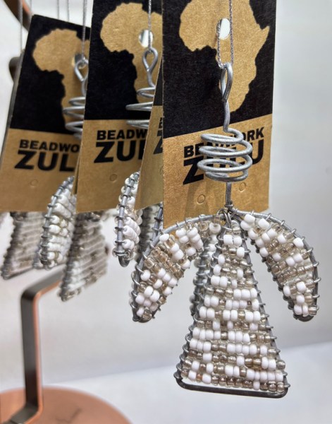 African Beaded Christmas Angel Silver White | SOUTH AFRICA