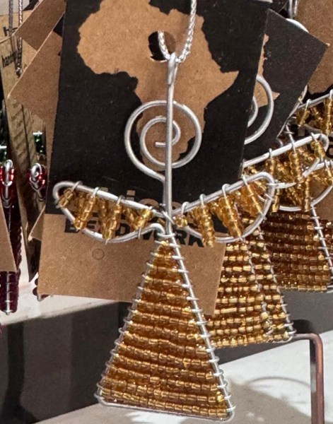 African Beaded Christmas Angel 3 Gold