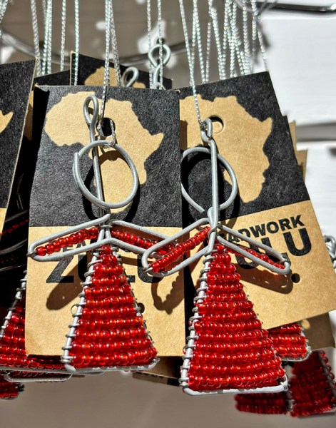 African Beaded Christmas Angel Red