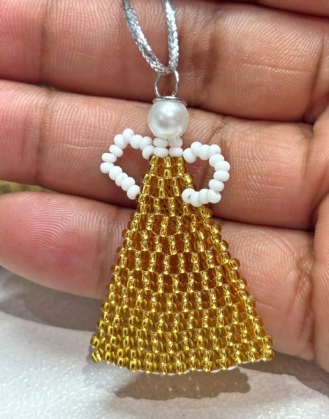 African Beaded Christmas Angel Gold