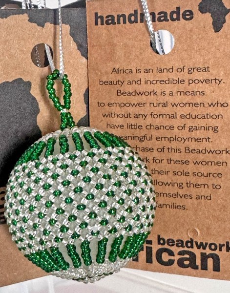 Beaded Christmas Balls Silver Green | SOUTH AFRICA