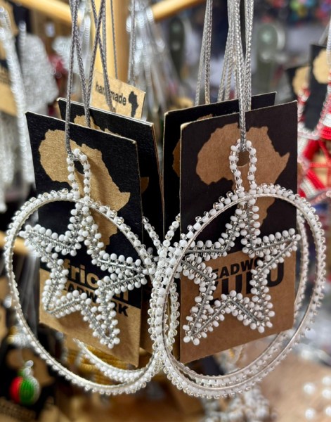 african beaded christmas circle star silver white4