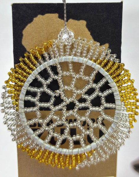 African Beaded Christmas Lace Snowflake Silver Gold