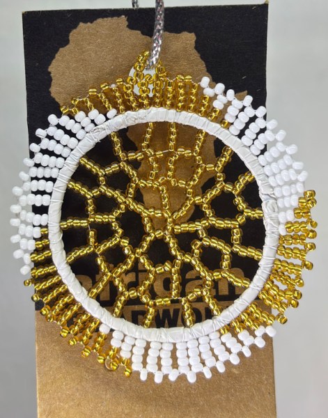 African Beaded Christmas Lace Snowflake Gold White