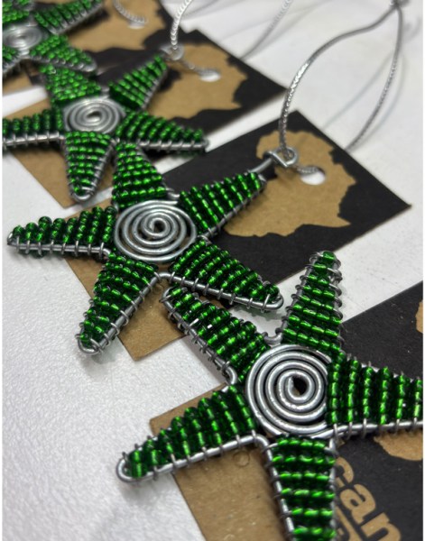 beaded christmas star green
