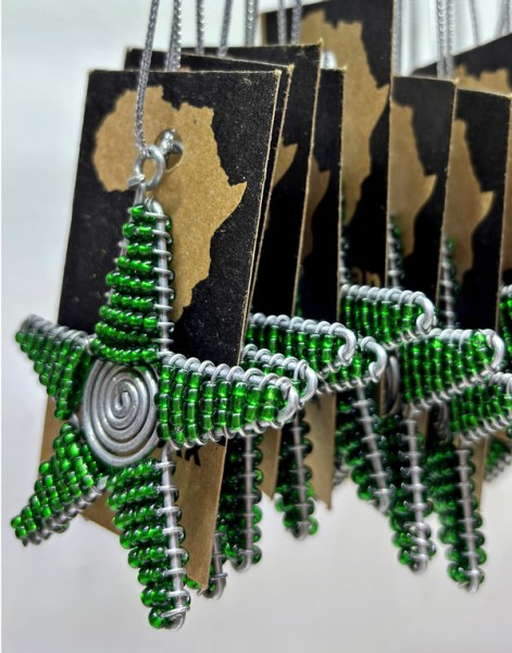 beaded christmas star green