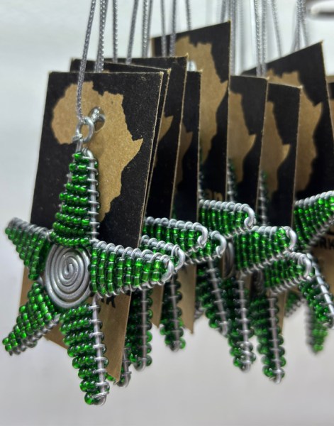 beaded christmas star green