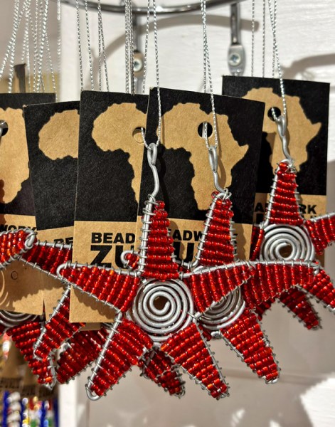 African Beaded Christmas Star Red