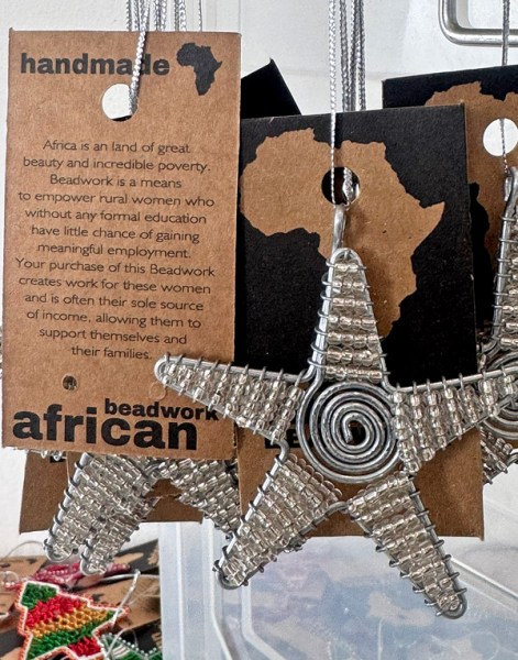 African Beaded Christmas Star Silver.2