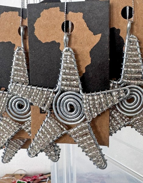 Beaded Silver Christmas Stars | SOUTH AFRICA