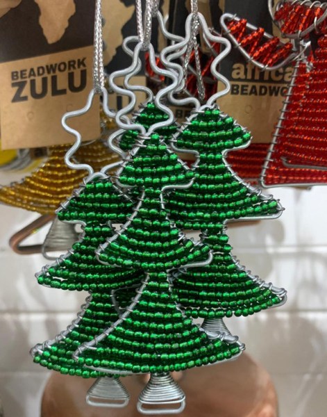 African Beaded Christmas Tree.2 Green