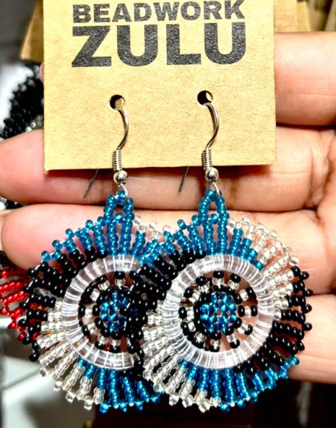 Circle Earrings Blue Black Silver