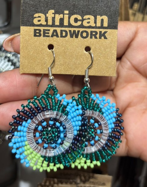 Circle Earrings Lime Nebula Aqua Jade