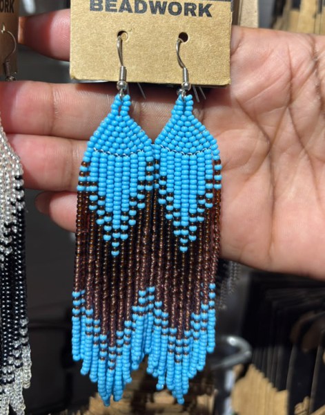African Beaded Earrings Ilala Aqua Copper Chocolate