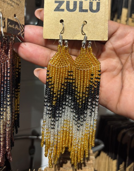 African Beaded Earrings Ilala Gold Silver Black