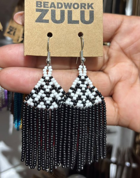 african beaded earrings phinda black white6