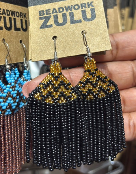African Beaded Earrings Phinda Black Gold