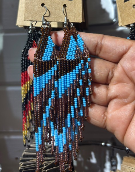 African Beaded Earrings Savuti Aqua Copper Chocolate