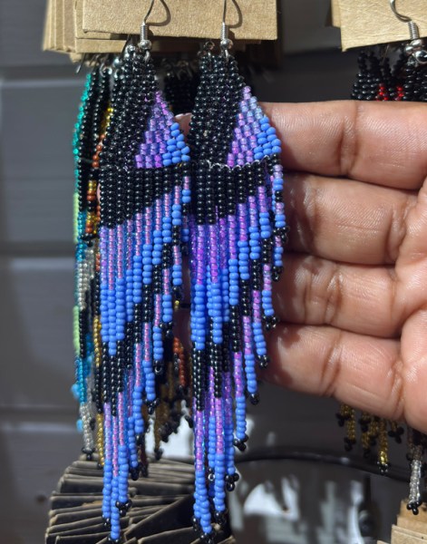 African Beaded Earrings Savuti Lilac Blue Metallic