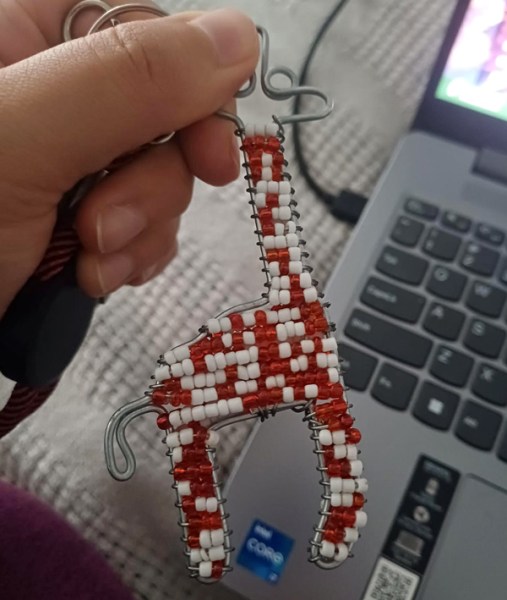 Beaded Africa Map Keyring Black