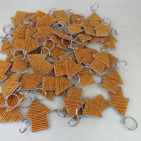 beaded house keyring gold
