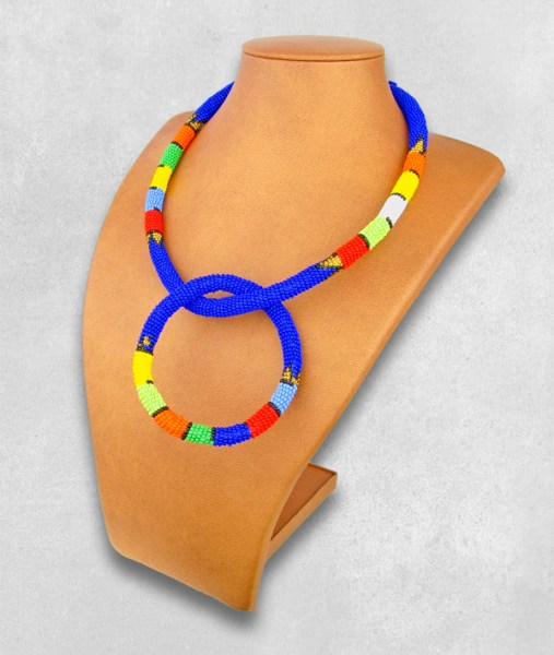 beaded necklace bangle set dark blue6