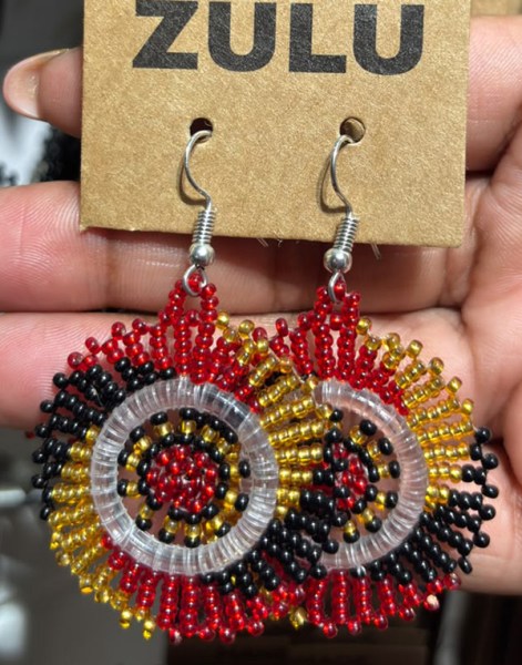 Circle Earrings Red Black Gold