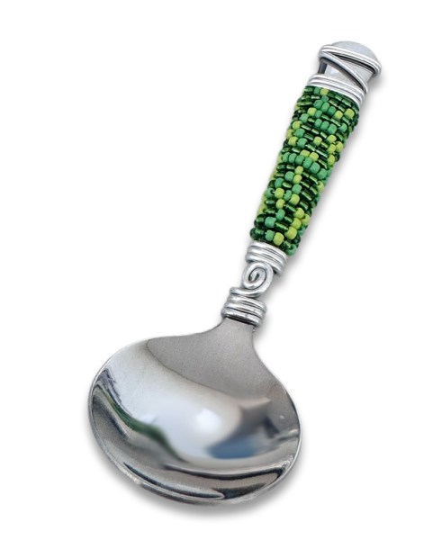 beaded-sugar-spoon-green-wholesale