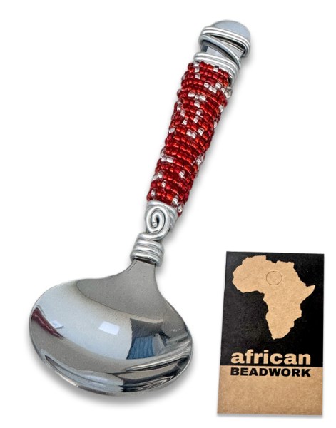 Beaded Sugar Spoons Red Silver | WHOLESALE