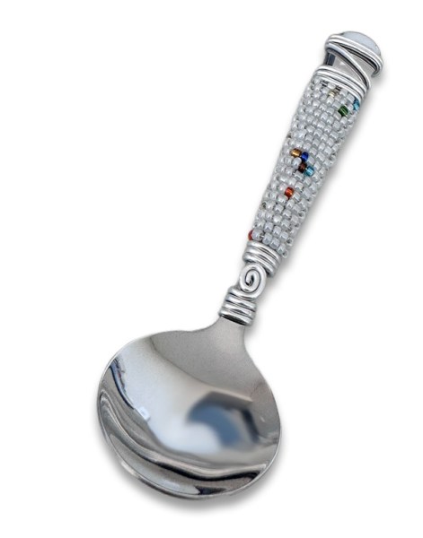 Beaded Sugar Spoons Red Silver | WHOLESALE