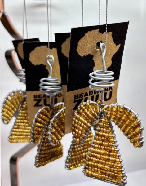African Beaded Christmas Angel 2 Gold