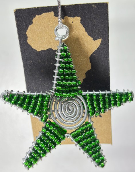 beaded christmas star green