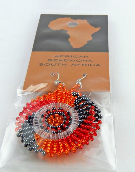 earrings circle red orange metallic grey 18