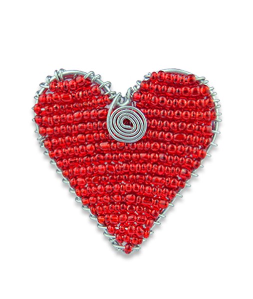 Beaded Fridge Magnet Heart Red