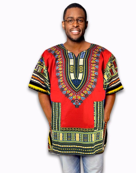mens african shirt red 1