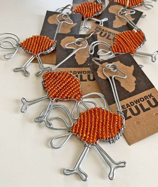 African Beaded Ostrich Keyring