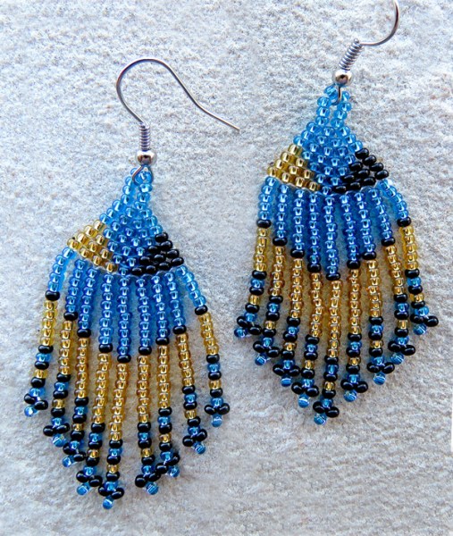 short tassel african beaded earrings blue gold black2