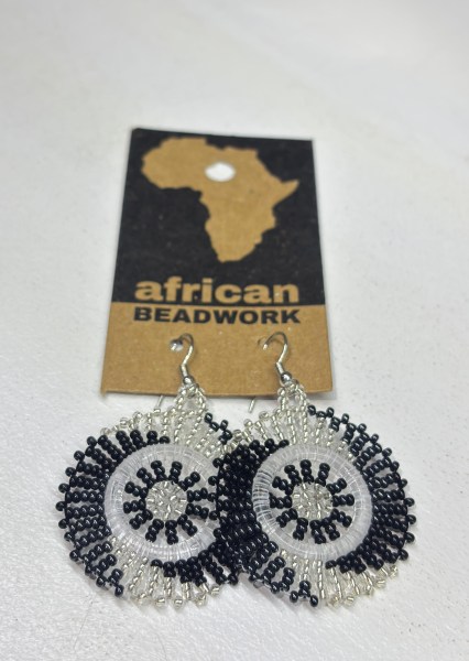 small-Circle Earrings Silver Black Metallic