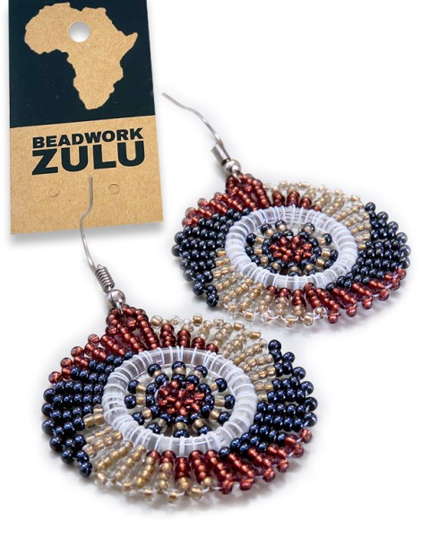 african beaded earrings circle copper metallic white gold