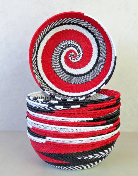 telephone wire basket medium african dance red 16
