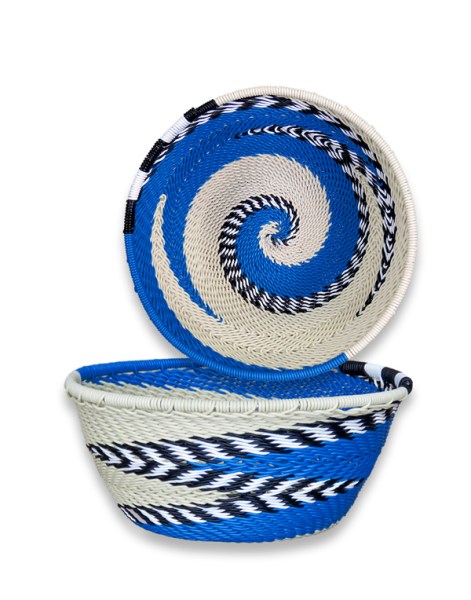 Telephone Wire Bowls Small African Style 1 Dark Blue
