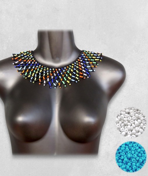 traditional zulu lace necklace small blue white